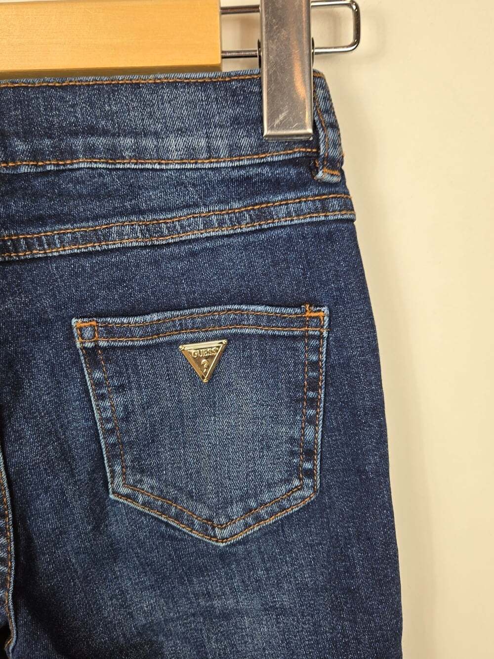 Guess Girls Size 10 Flare Jeans Dark Wash Raw Hem Y2K Stretch Denim - Picture 6 of 8